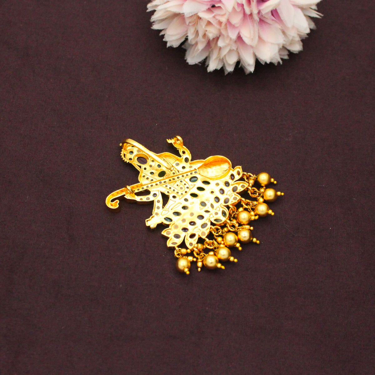 41245 Traditional Pota Stone Saraswati Temple Pendant