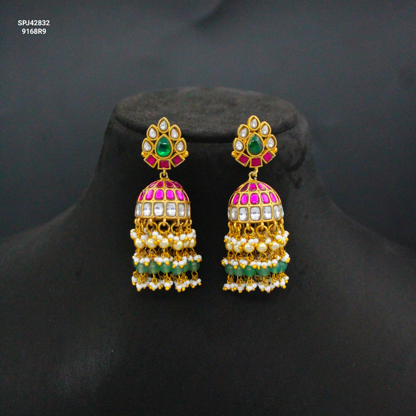 42832 Jadau Kundan Multi Stone Earrings With Screwback