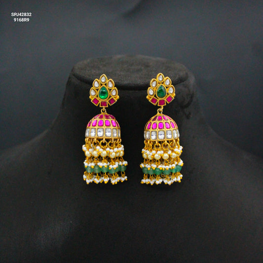 Jadau Kundan Multi Stone Earrings With Screwback 42832