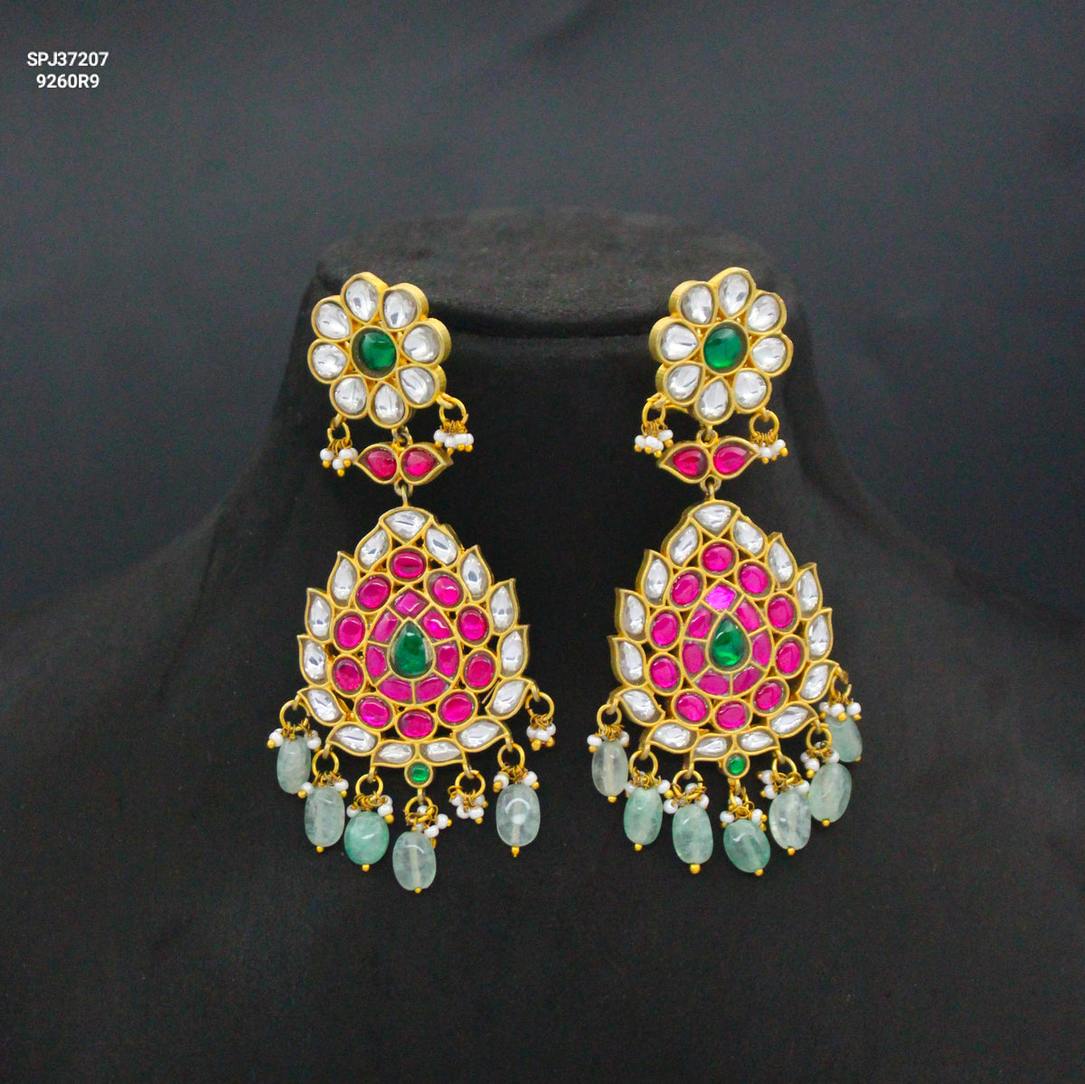 Jadau Kundan Big Chandbali Earrings with Screwback SP-37207