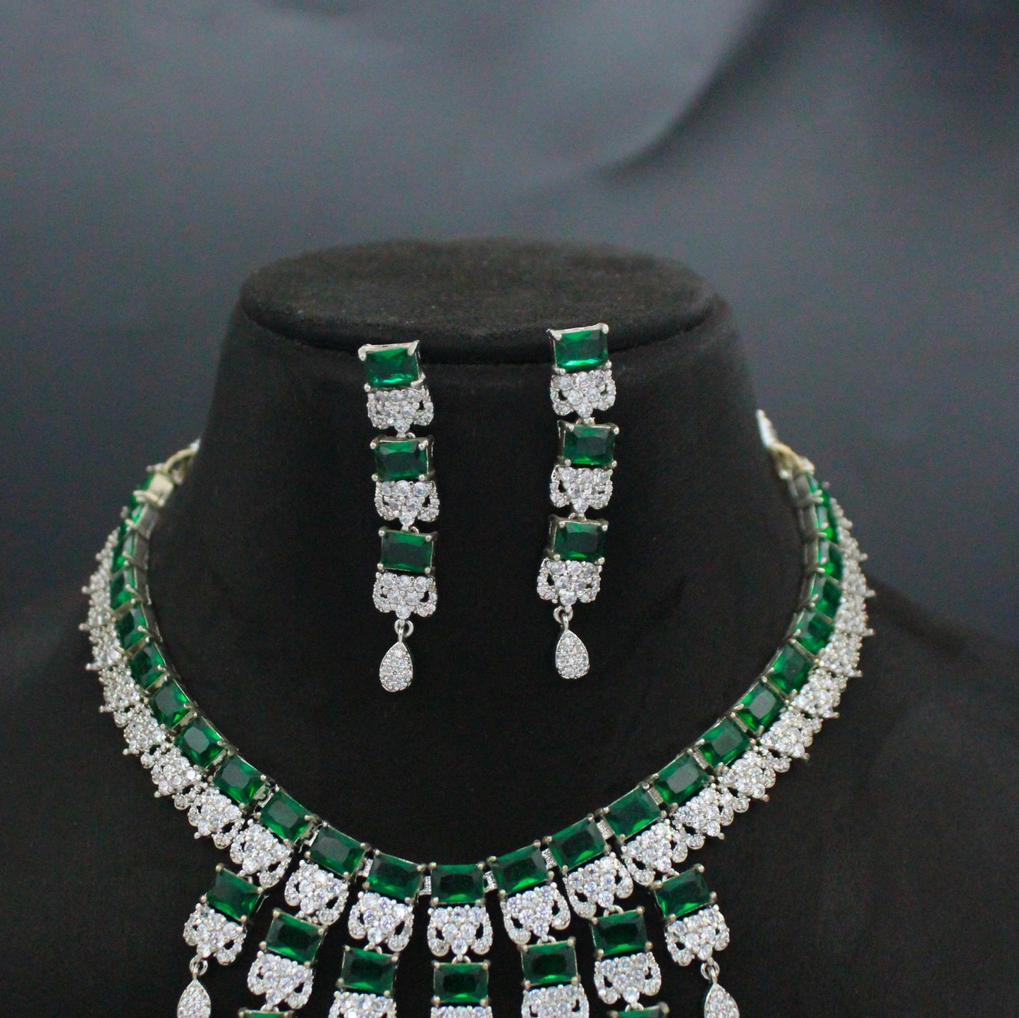 Platinum AD Stone Layered Necklace SP-16251