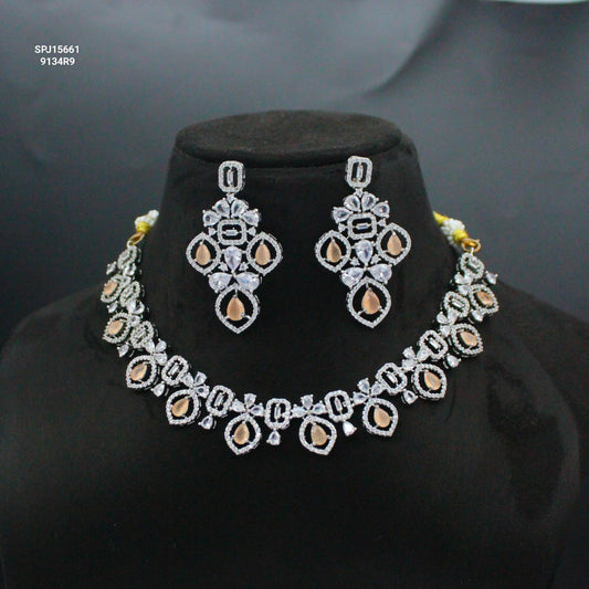 Platinum Orange Single-Line Short Necklace SP-15661