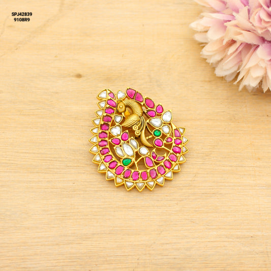 Jadau Kundan Peacock Multi Pendant With Openable Hook 42839