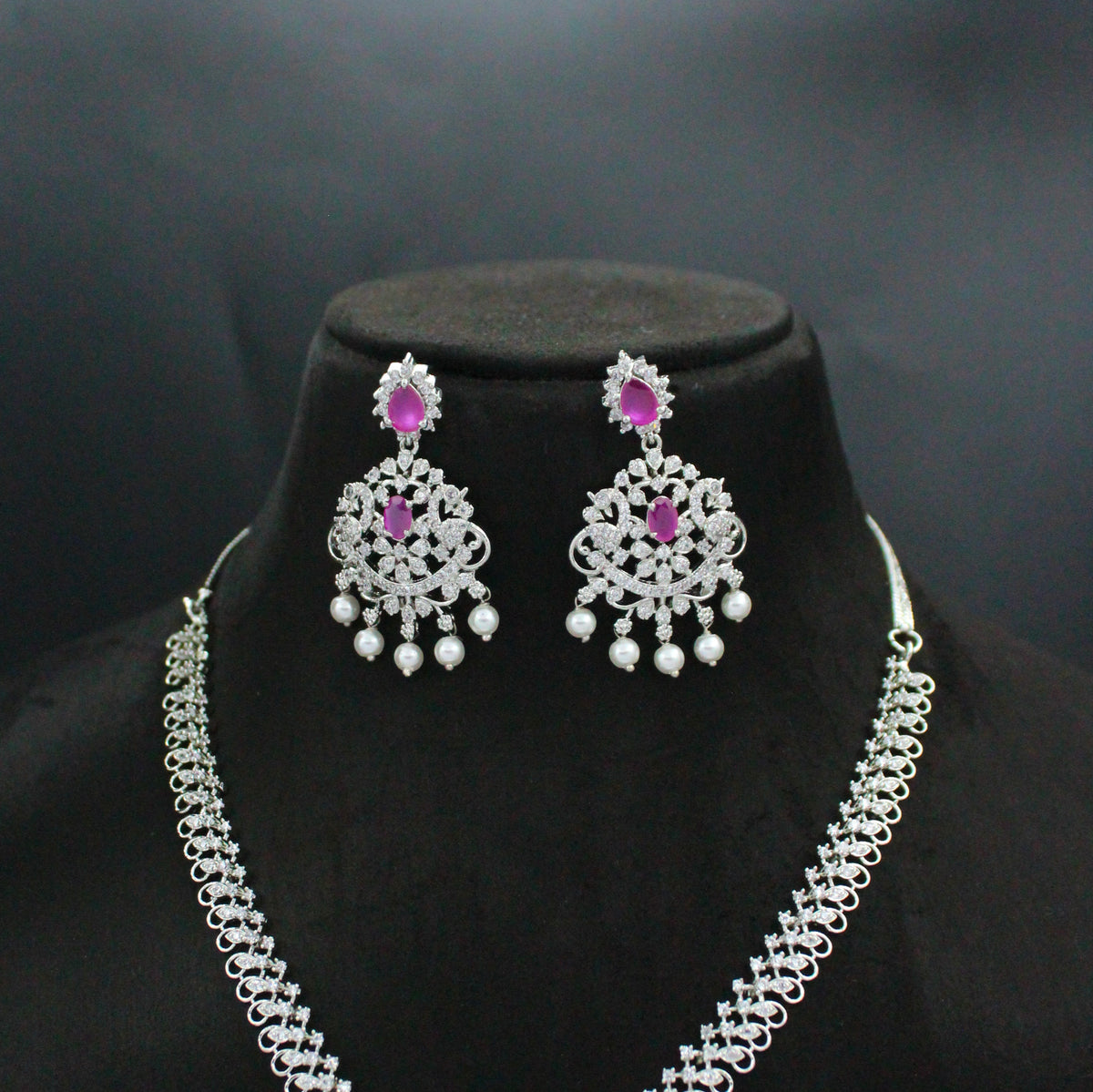 Platinum Red Short Necklace Set SP-10465