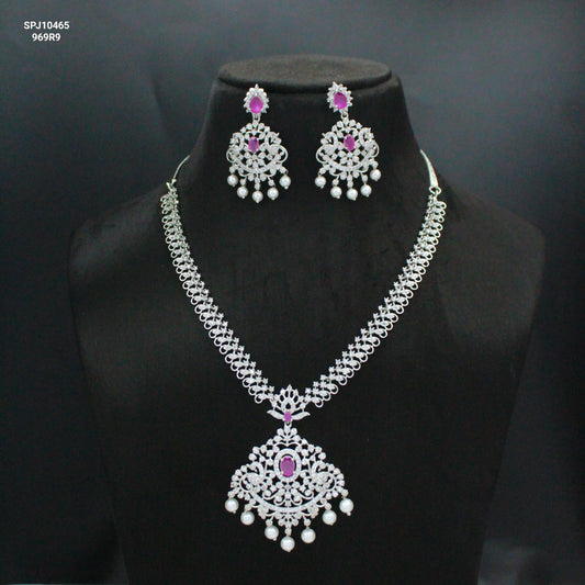 Platinum Red Short Necklace Set SP-10465