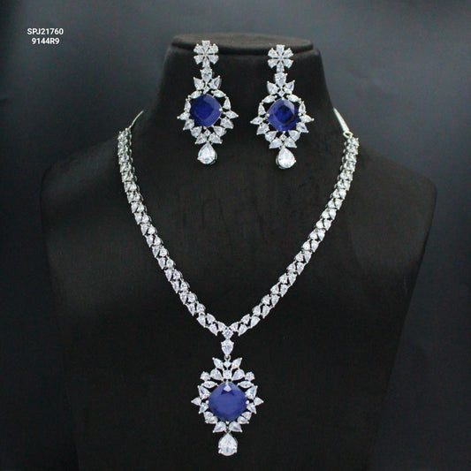 Platinum Dark Blue Single-Line Necklace SP-21760