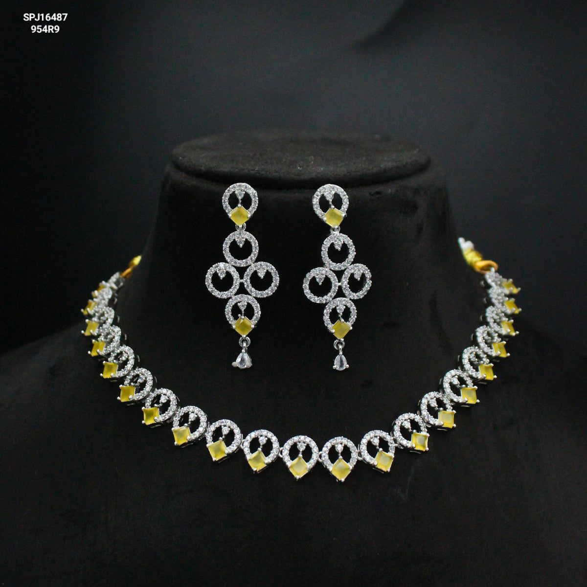 Platinum Yellow Stone Necklace SP-16487