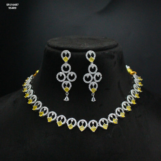 Platinum Yellow Stone Necklace SP-16487