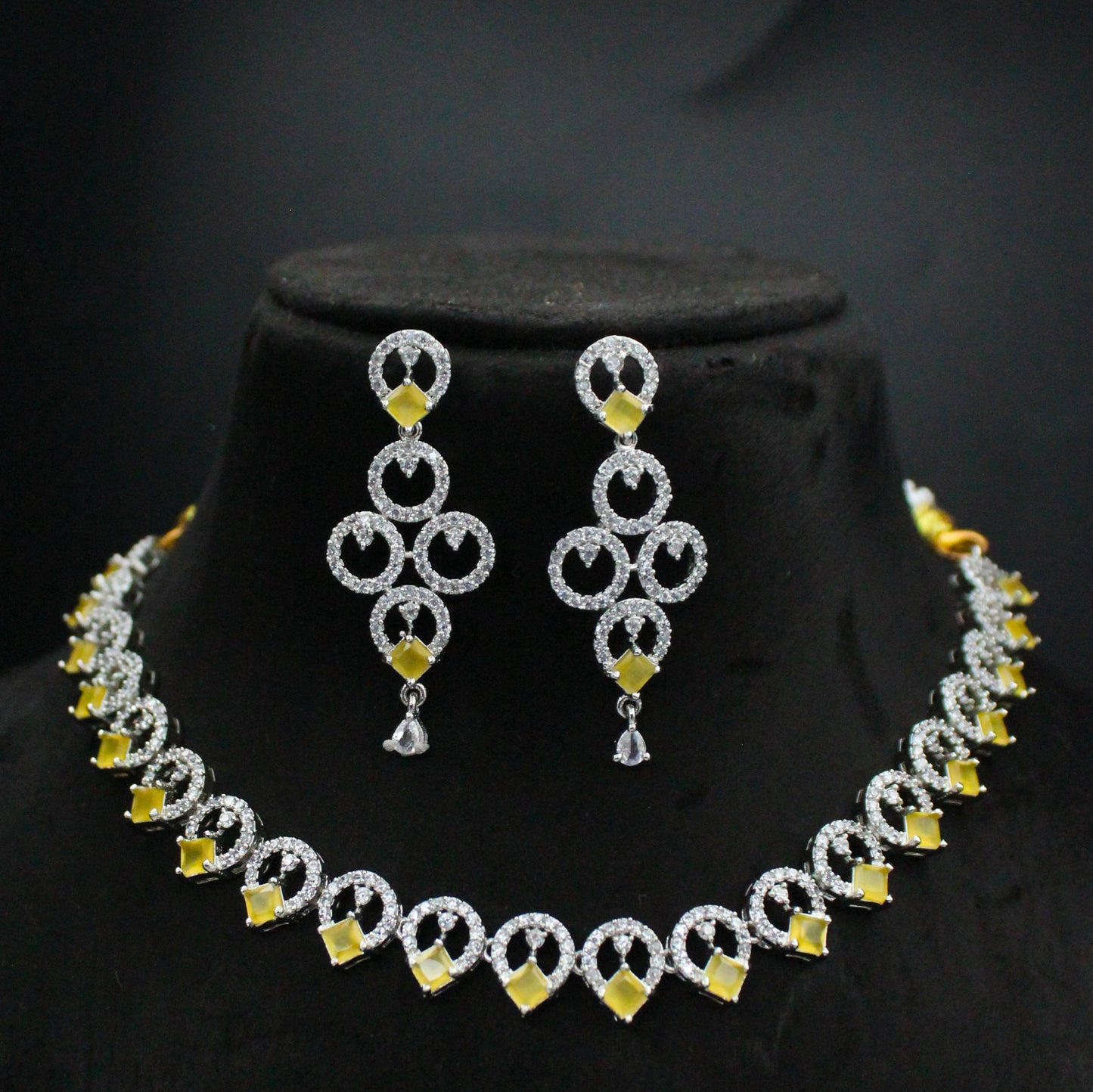 Platinum Yellow Stone Necklace SP-16487