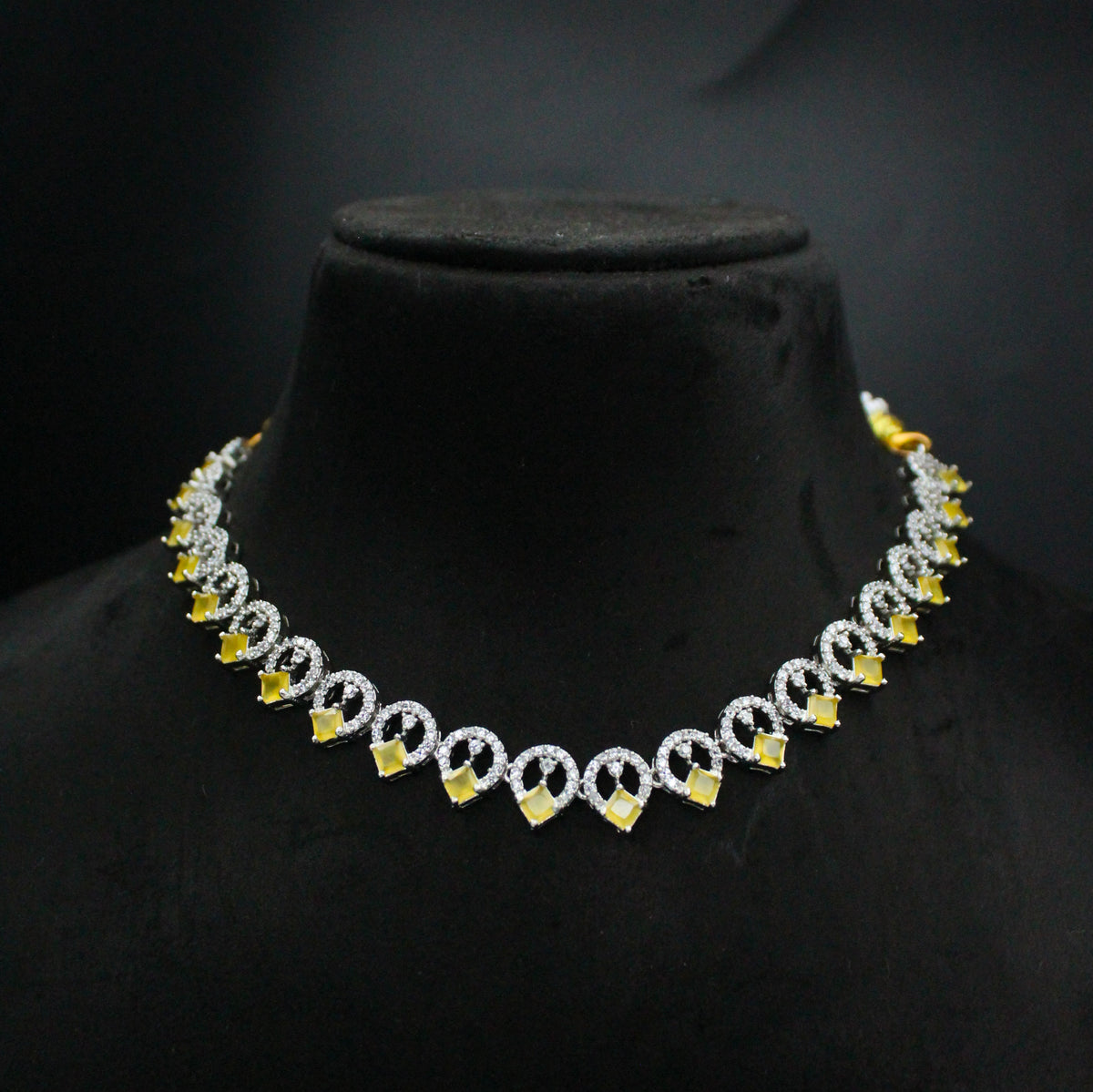 Platinum Yellow Stone Necklace SP-16487