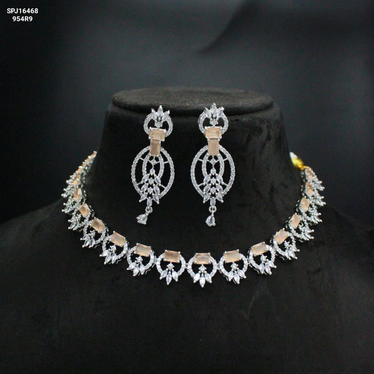 Platinum Orange Flower Single-Line Necklace Set SP-16468