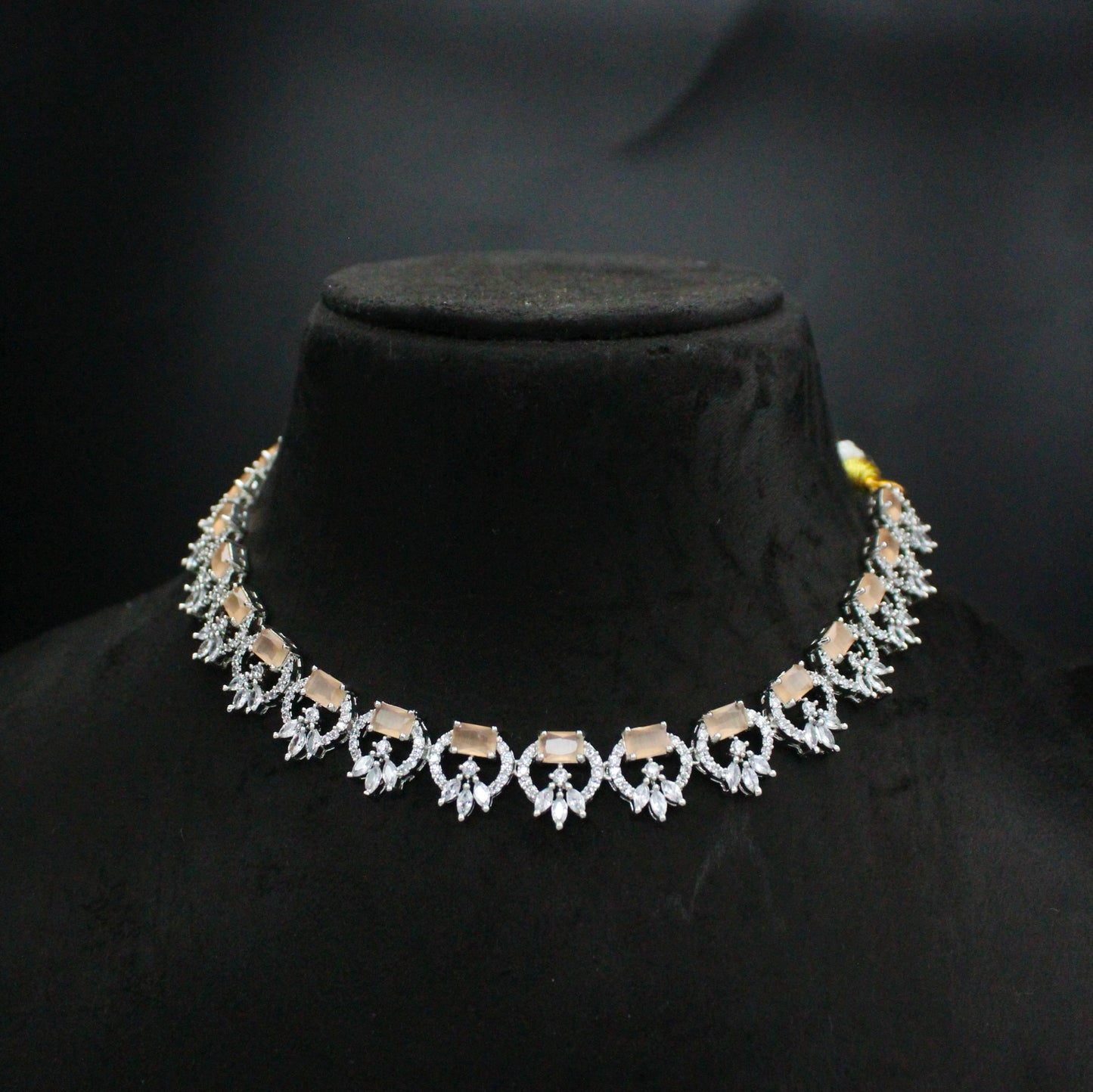 Platinum Orange Flower Single-Line Necklace Set SP-16468