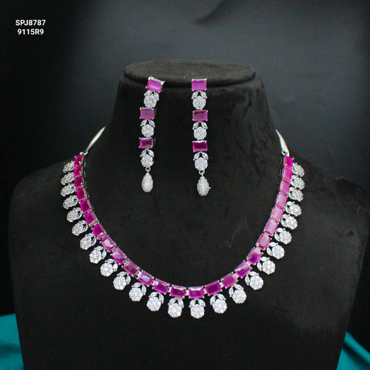 Platinum Mint Stone Necklace Set SP-8787