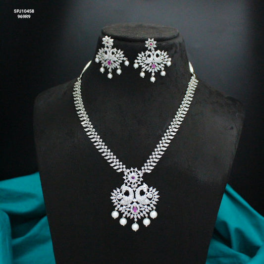 Platinum Red Short Necklace Set SP-10458