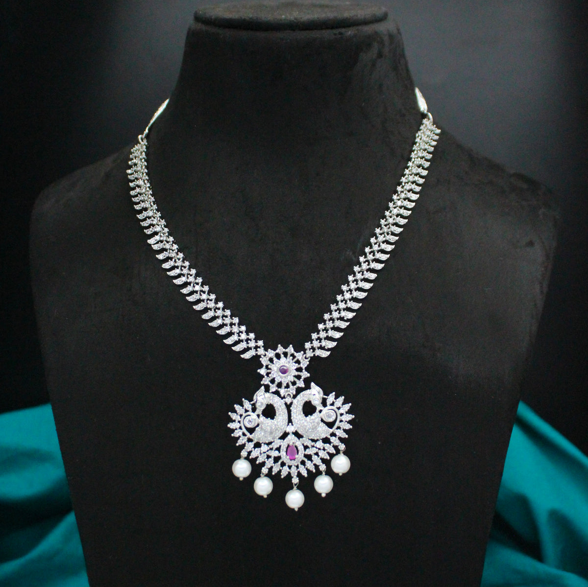 Platinum Red Short Necklace Set SP-10458