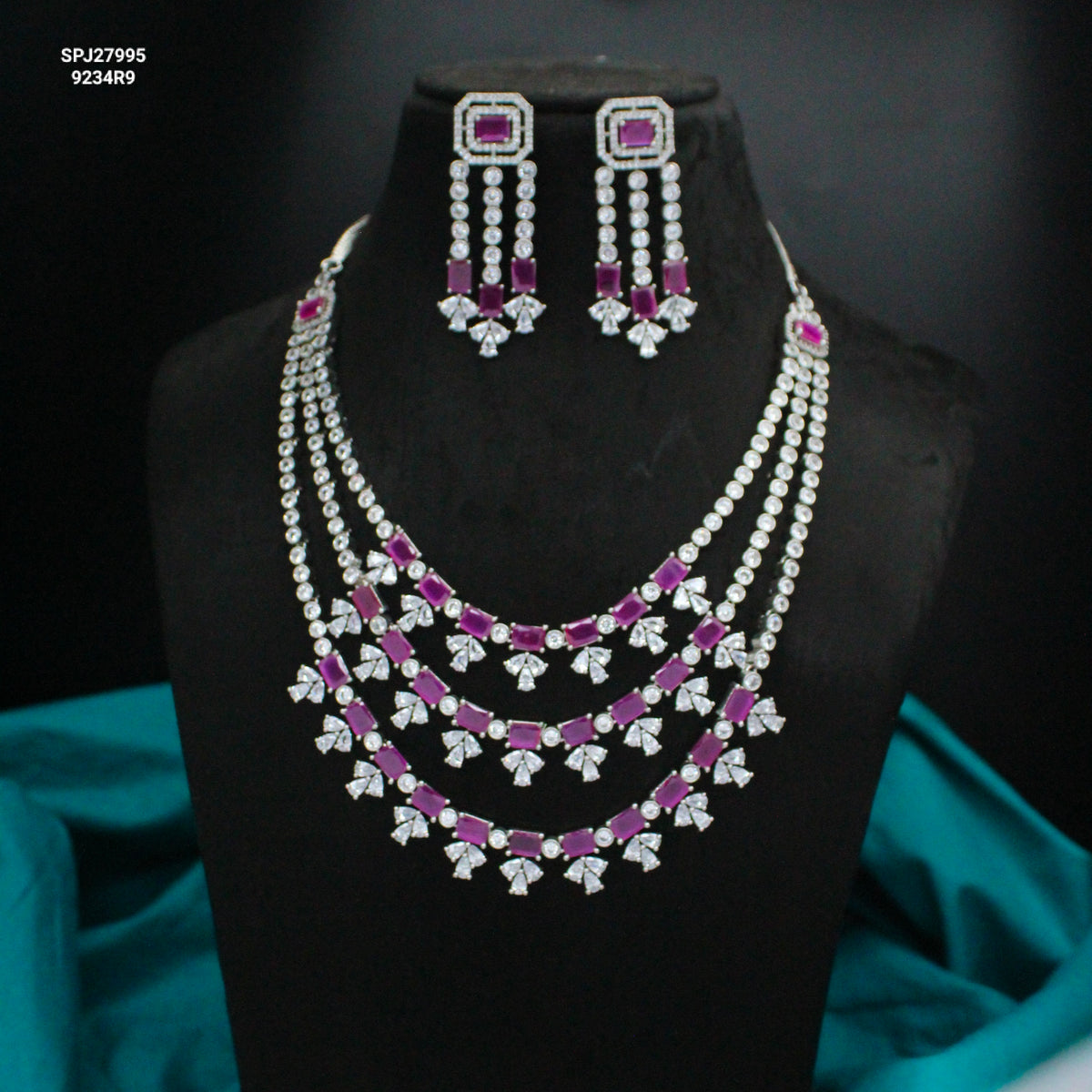 Platinum Rani Pink Necklace Set SP-27995