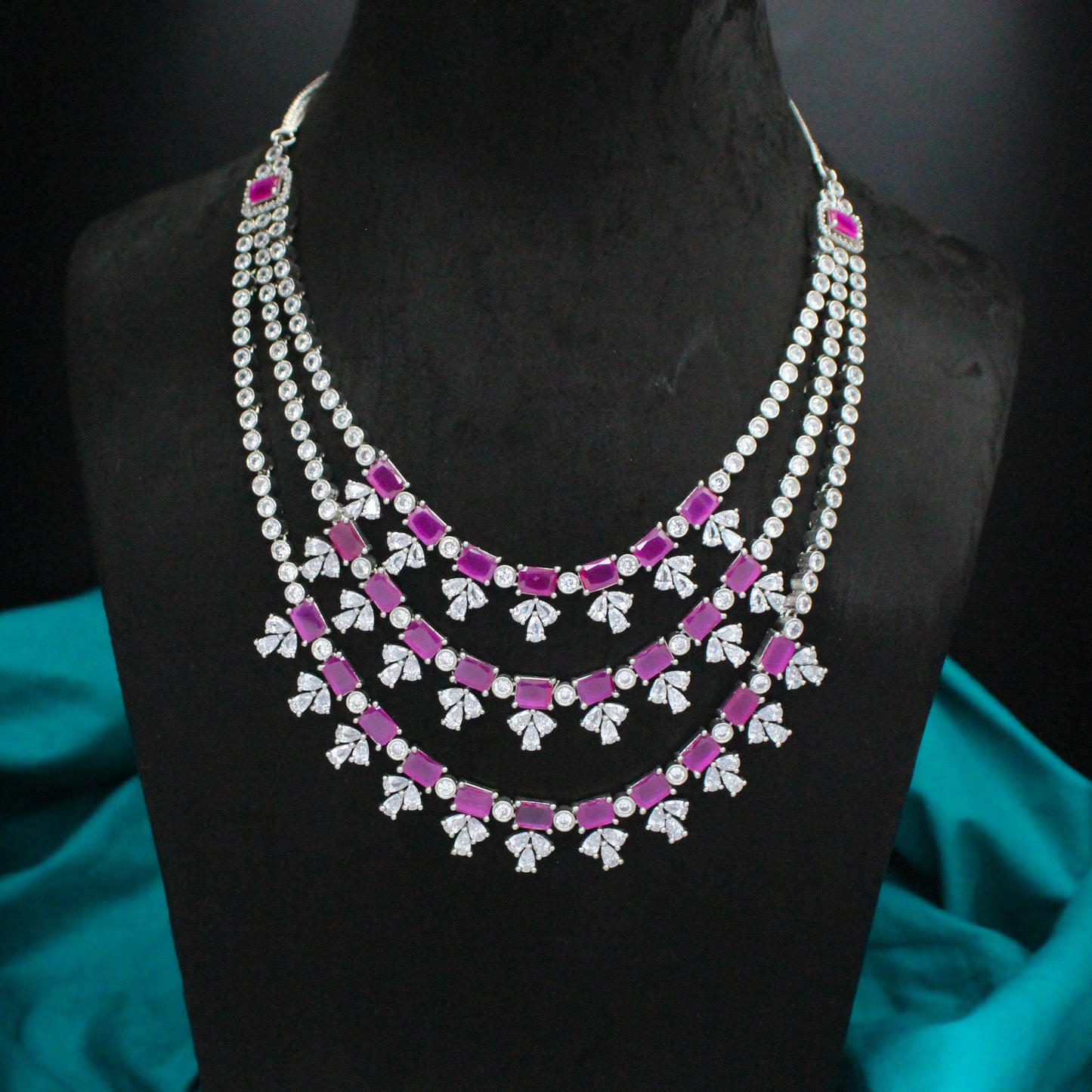Platinum Rani Pink Necklace Set SP-27995