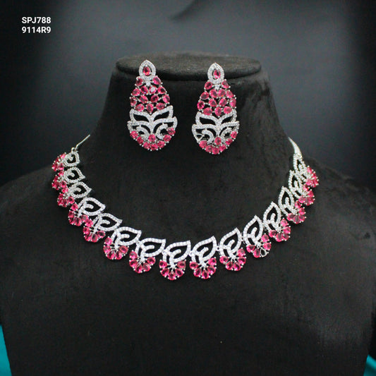 White Polish Stone Short Necklace Set SP-788