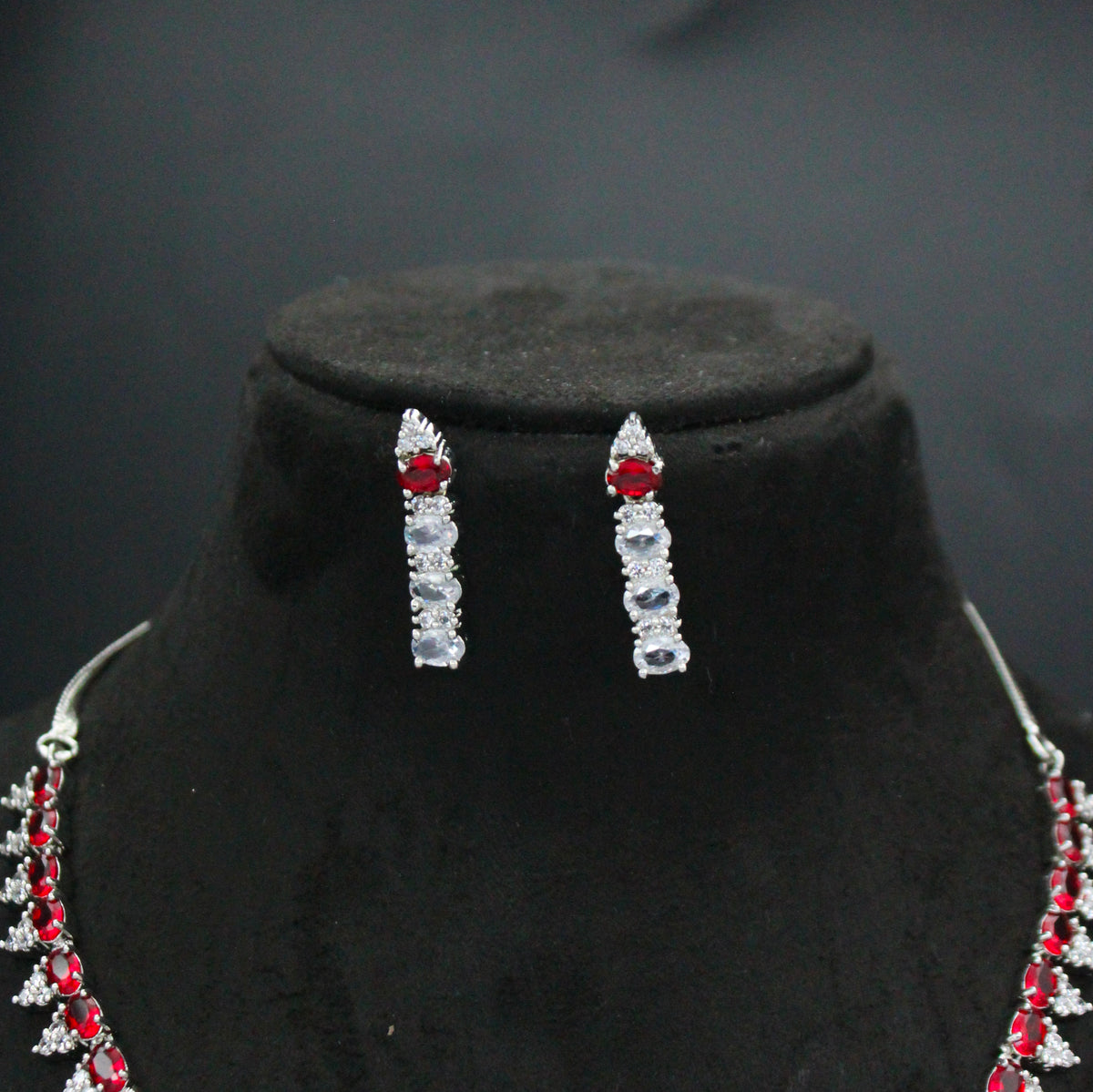 Platinum Red Stone Necklace SP-9232