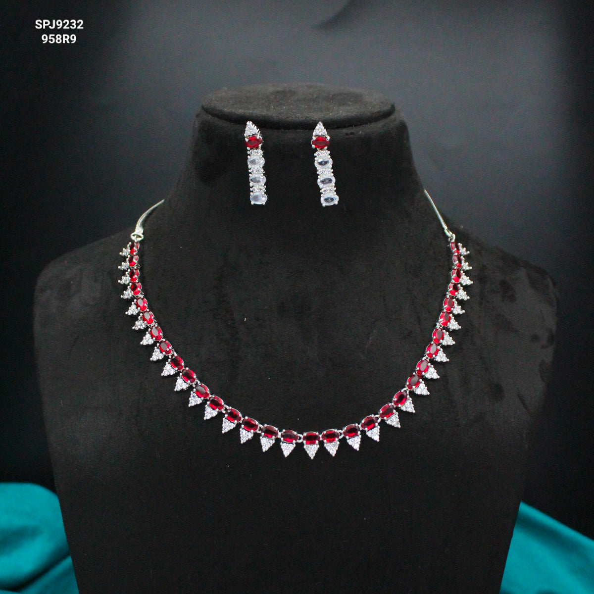 Platinum Red Stone Necklace SP-9232