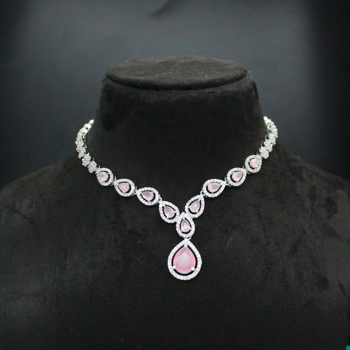 Platinum AD Stone Necklace SP-31040