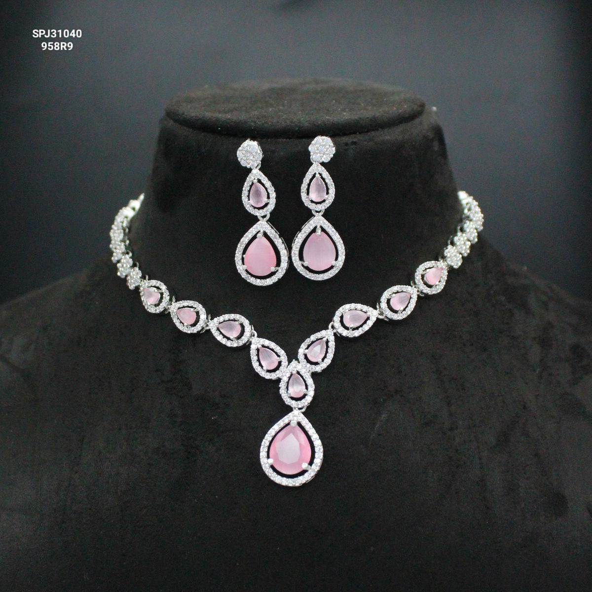 Platinum AD Stone Necklace SP-31040