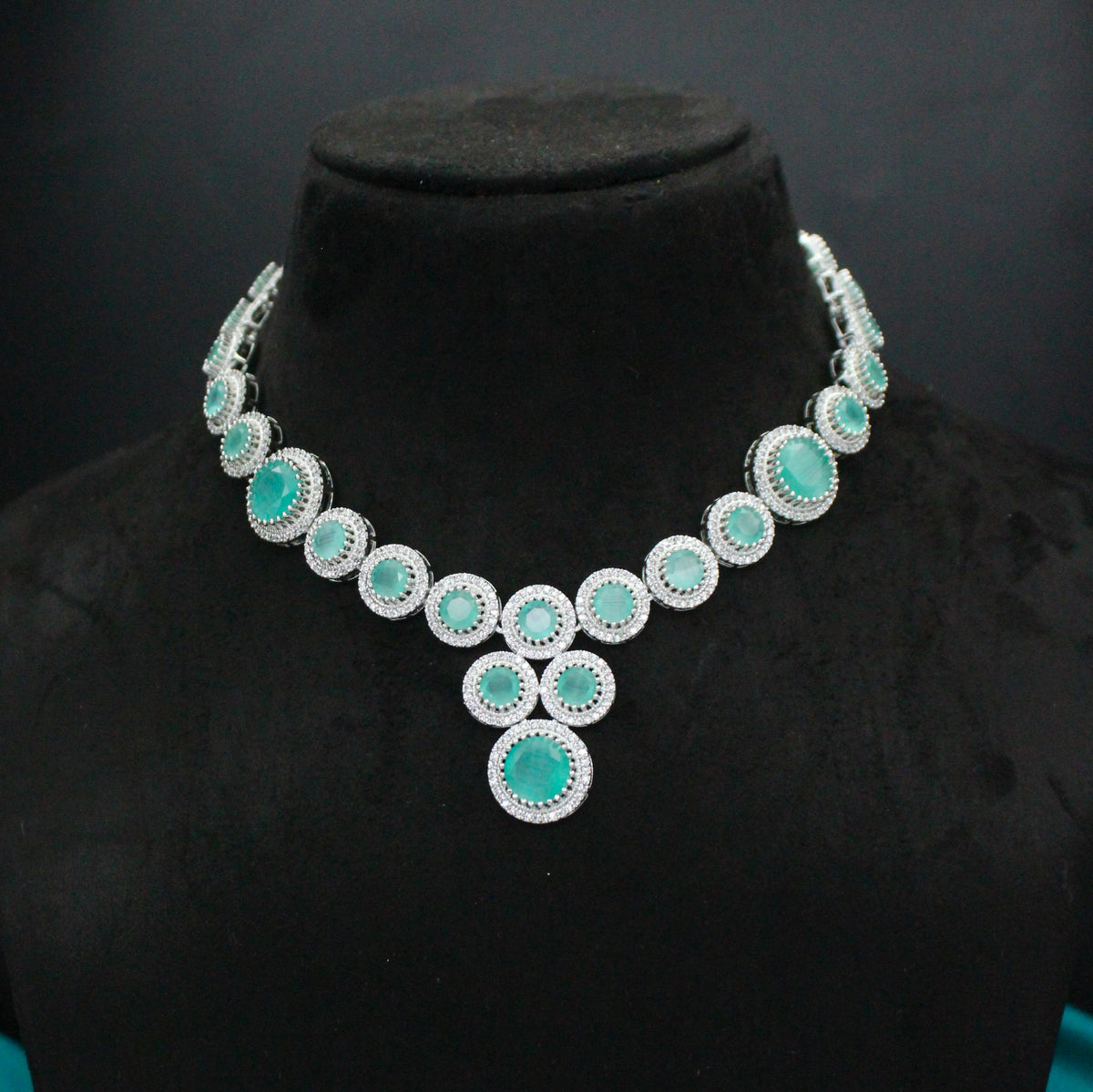 Platinum Mint Green Necklace Set SP-40606