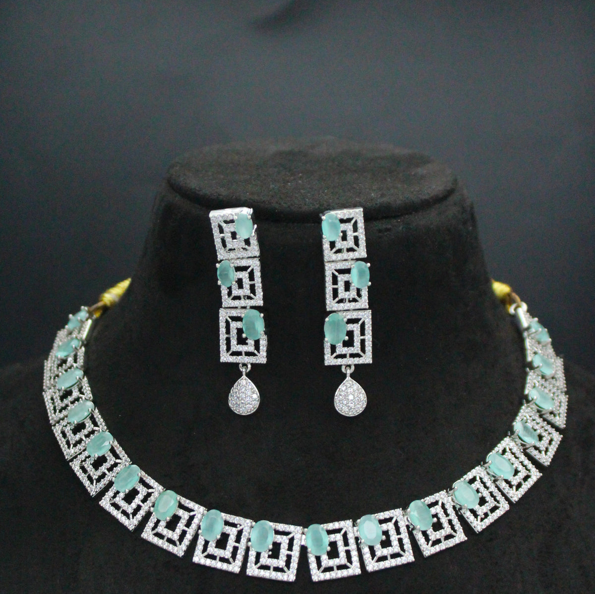 Platinum AD Stone Necklace SP-16294