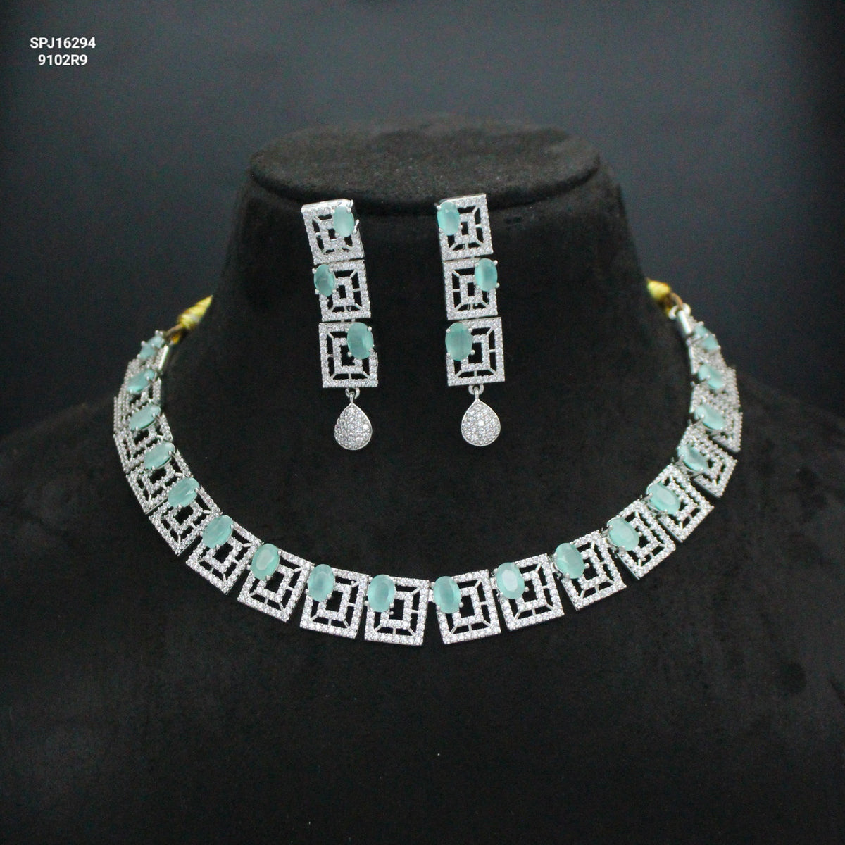 Platinum AD Stone Necklace SP-16294