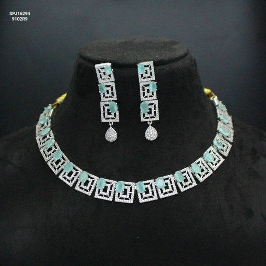 Platinum AD Stone Necklace SP-16294