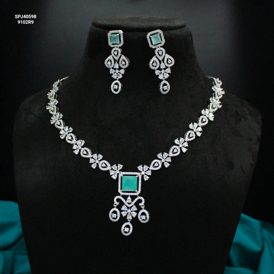 Platinum Mint Stone Short Necklace SP-40598