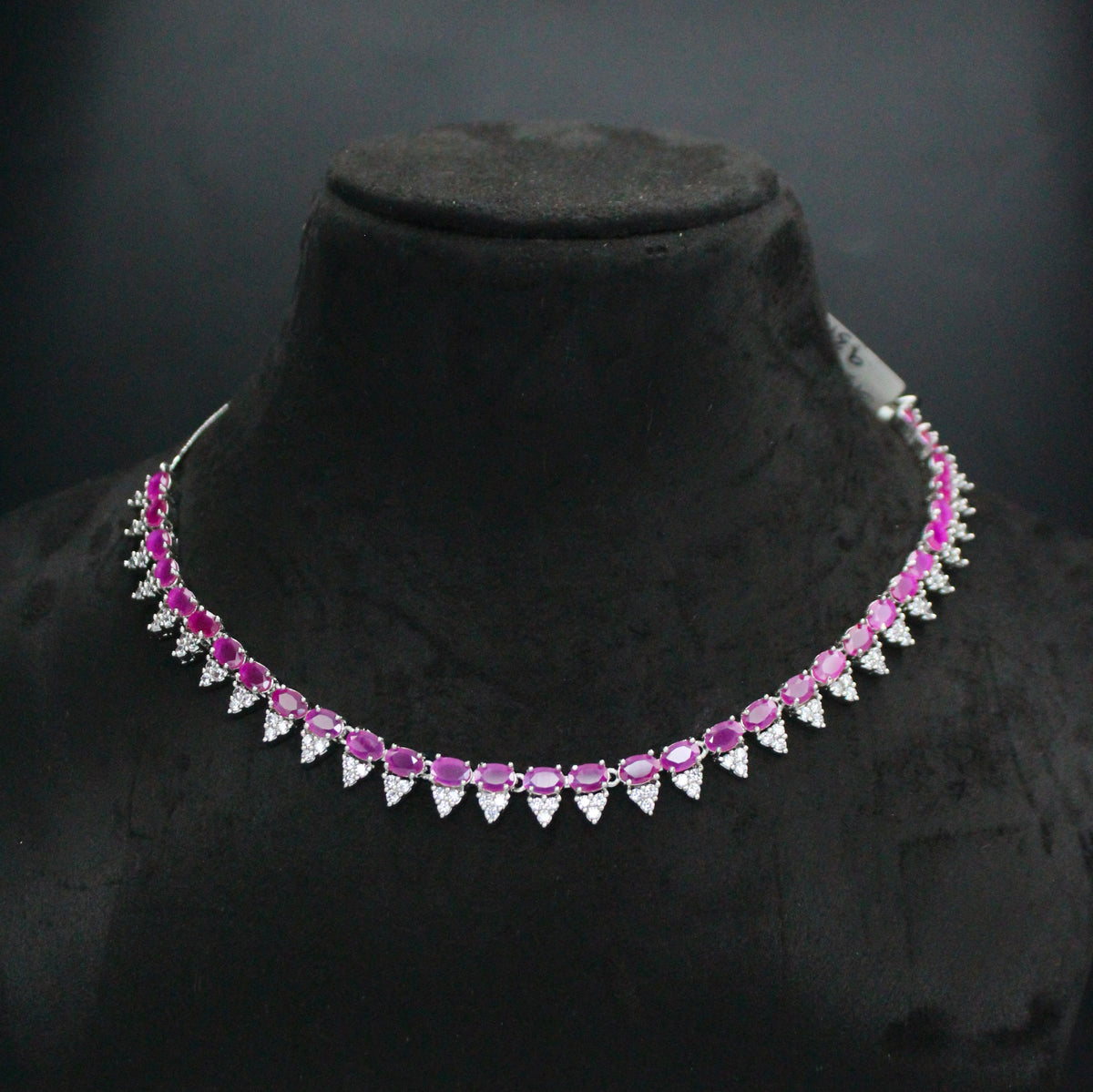 Platinum Ruby Stone Necklace SP-8982