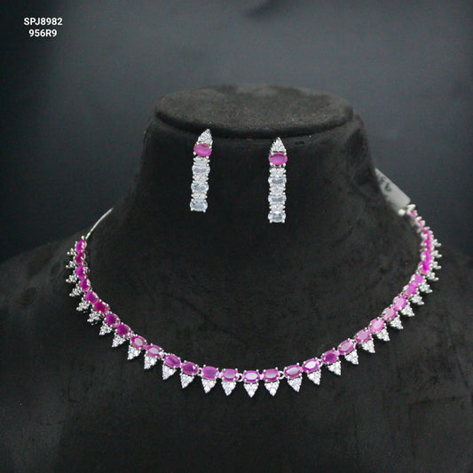 Platinum Ruby stone necklace 8982