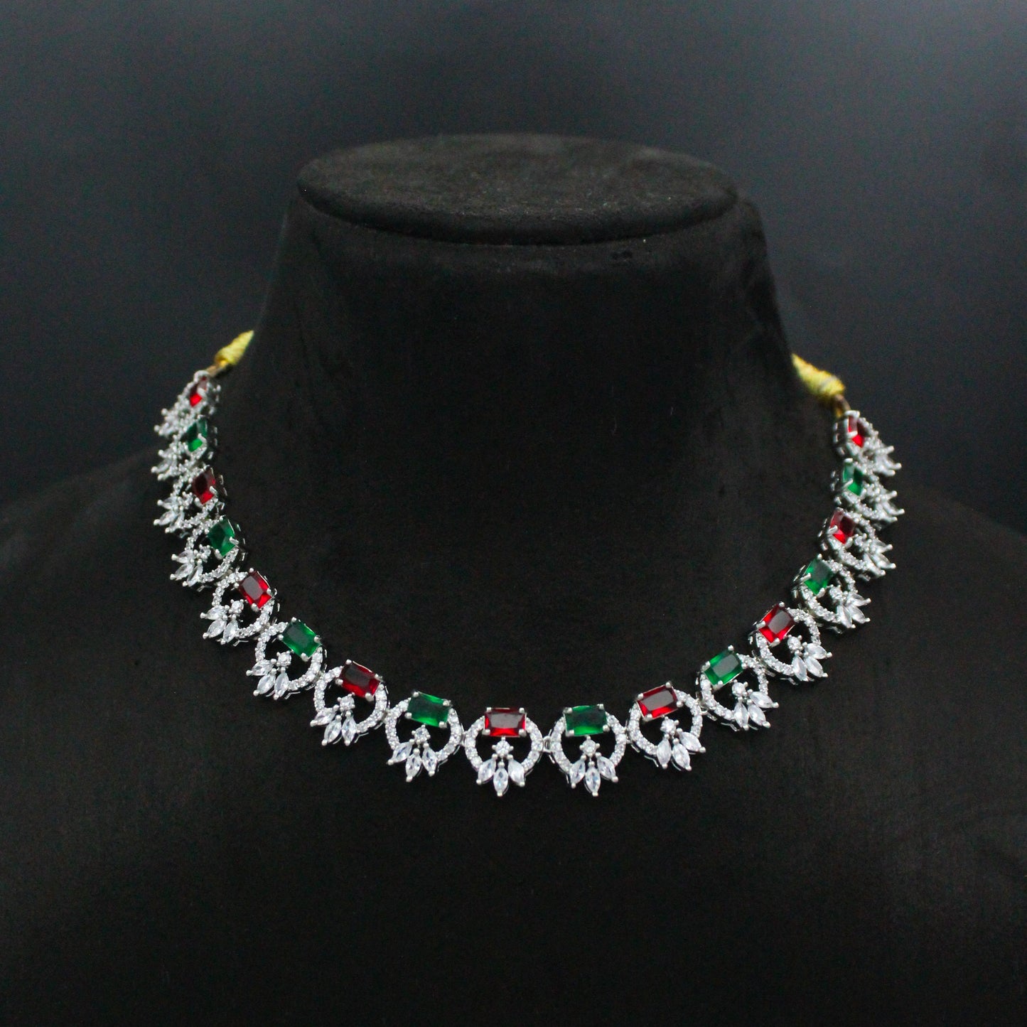 Platinum Multicolour Single-Line Necklace SP-16469
