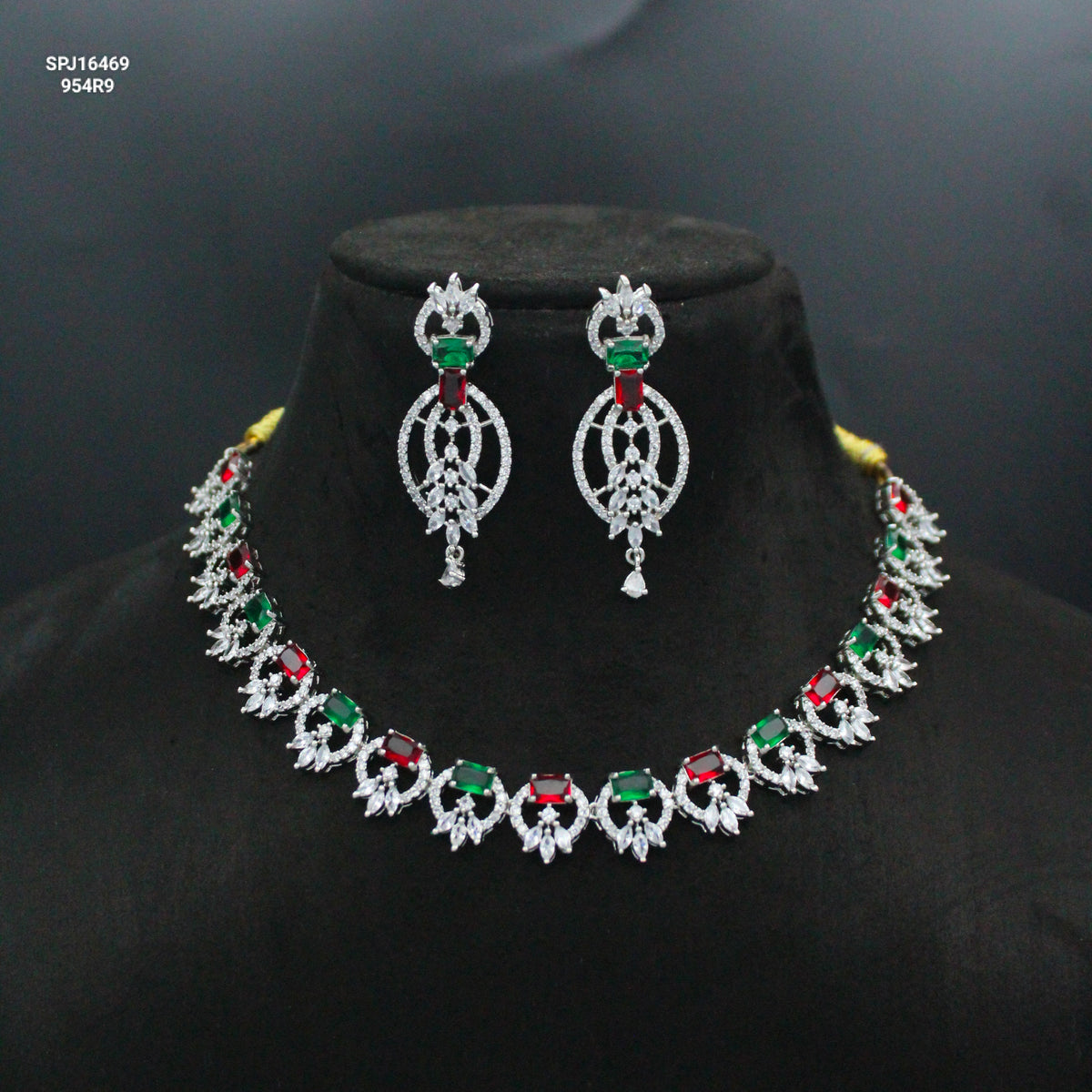 Platinum Multicolour Single-Line Necklace SP-16469