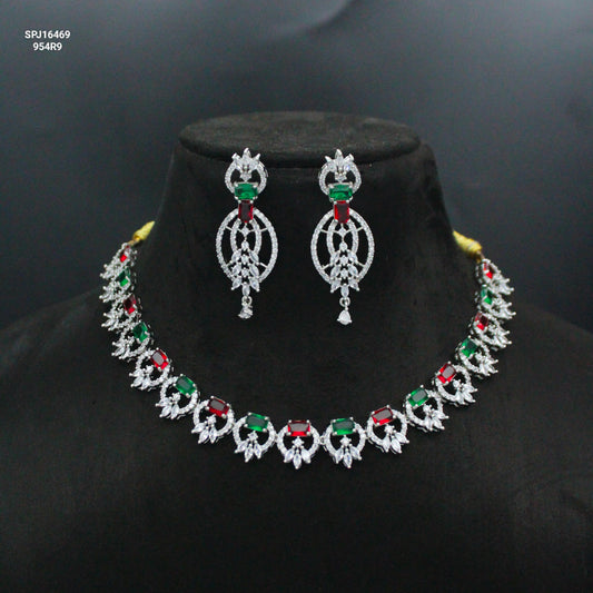 Platinum Multicolour Single-Line Necklace SP-16469