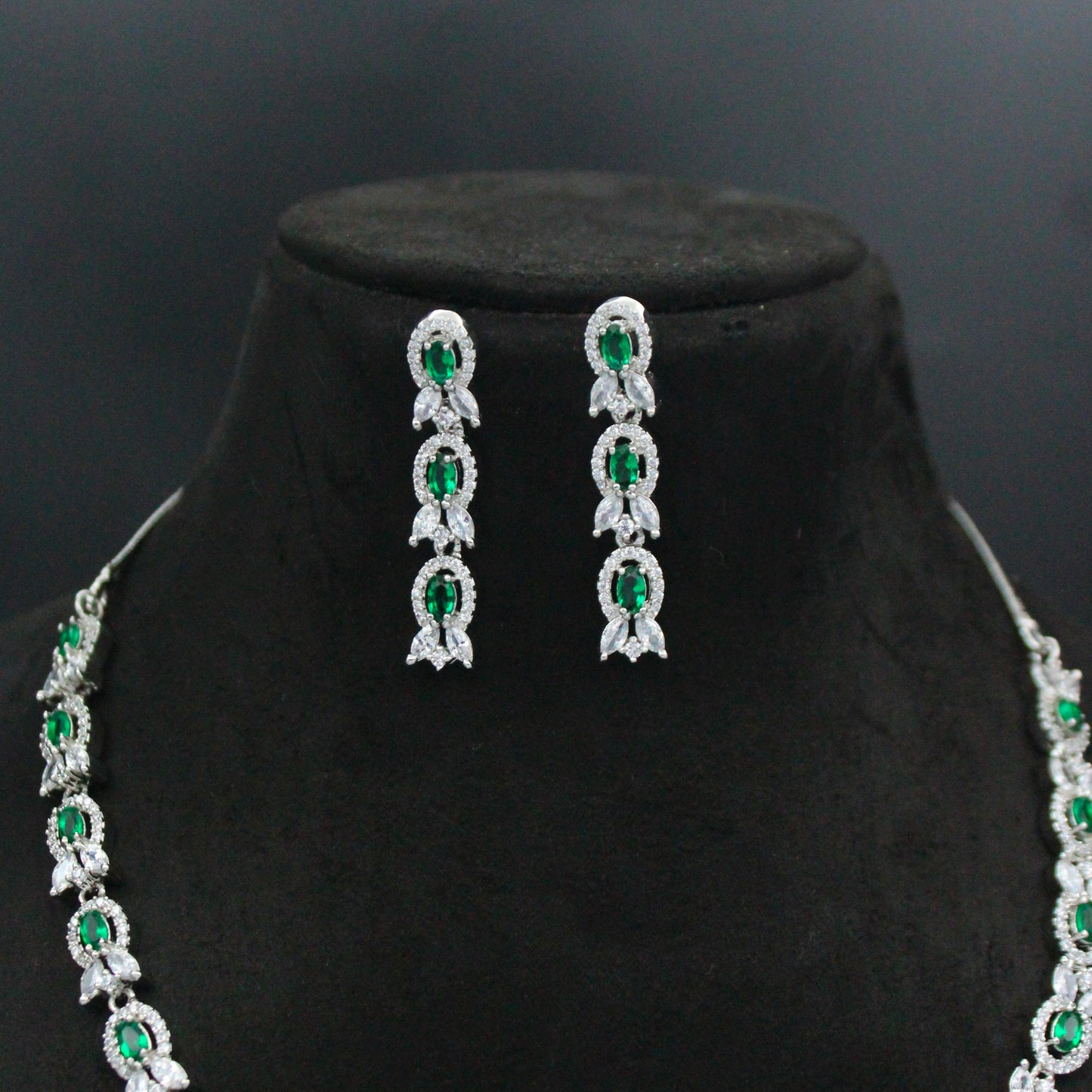 Platinum Red Oval Single-Line Necklace Set SP-16220