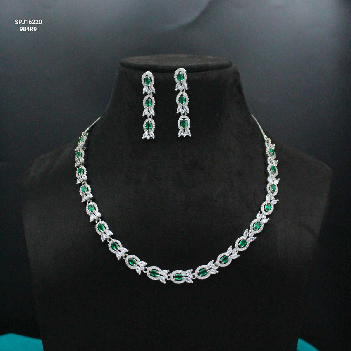 Platinum Red Oval Single-Line Necklace Set SP-16220