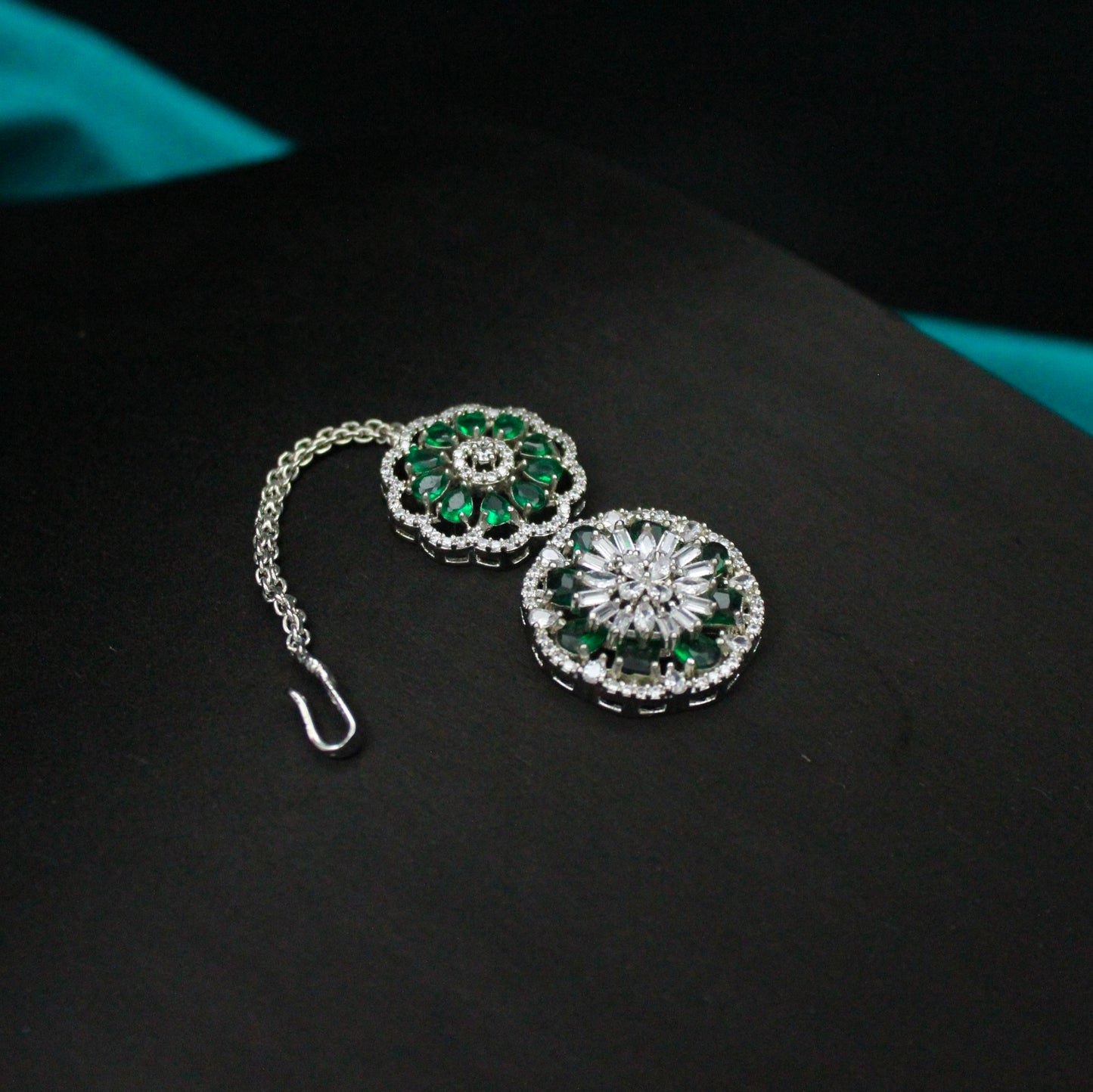 Platinum Green 2-Line Necklace Set SP-16177