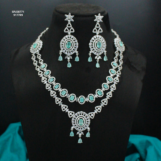 Platinum Diamond Look 2-Layer Necklace SP-28771