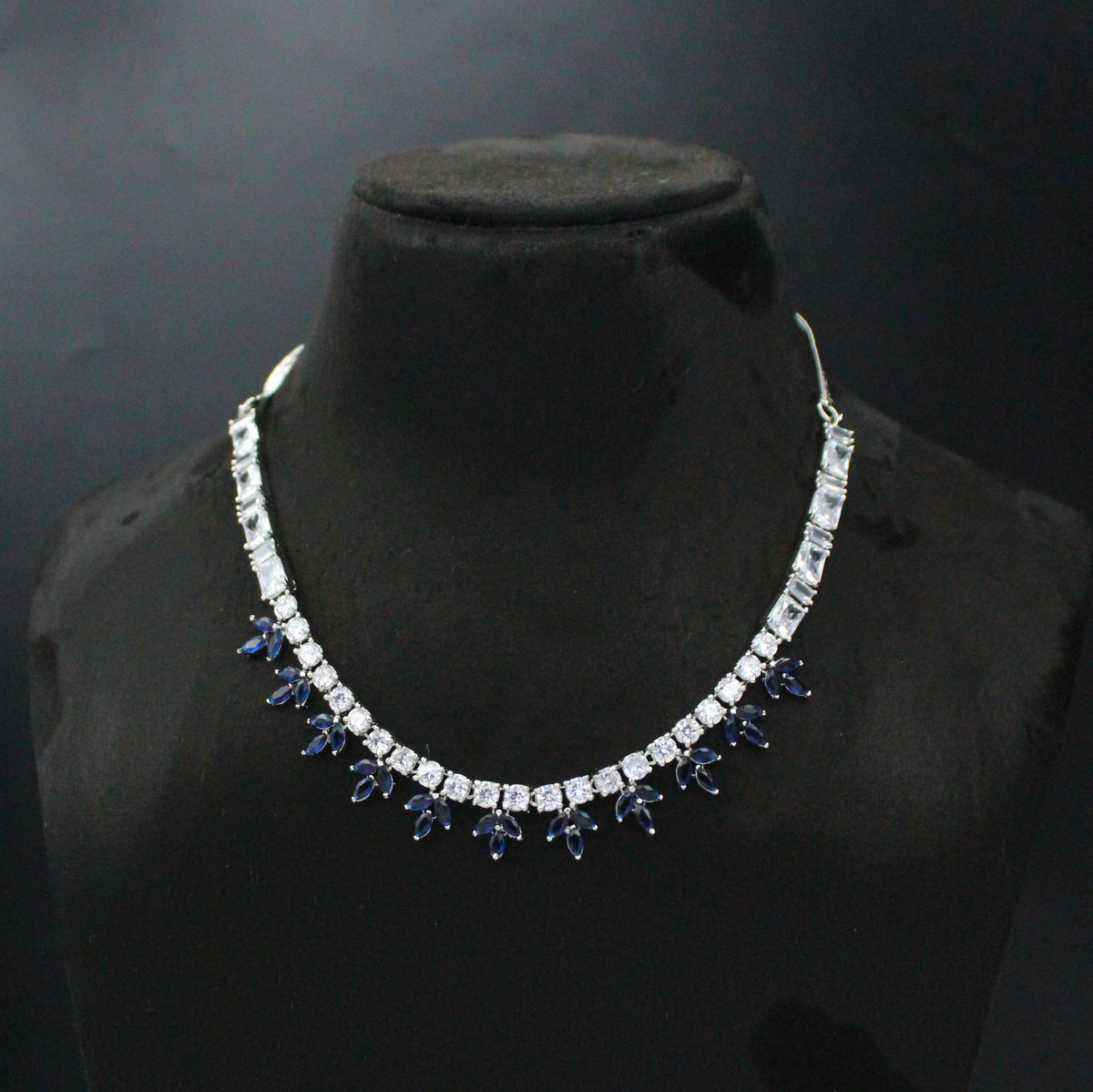 Platinum AD Colour Stone Necklace Set SP-8964