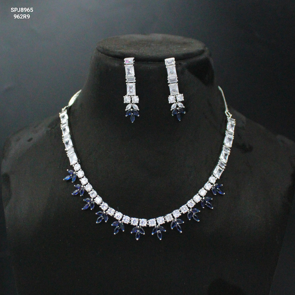 Platinum AD Colour Stone Necklace Set SP-8964