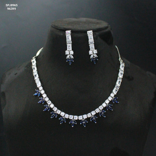 Platinum AD Colour Stone Necklace Set SP-8964