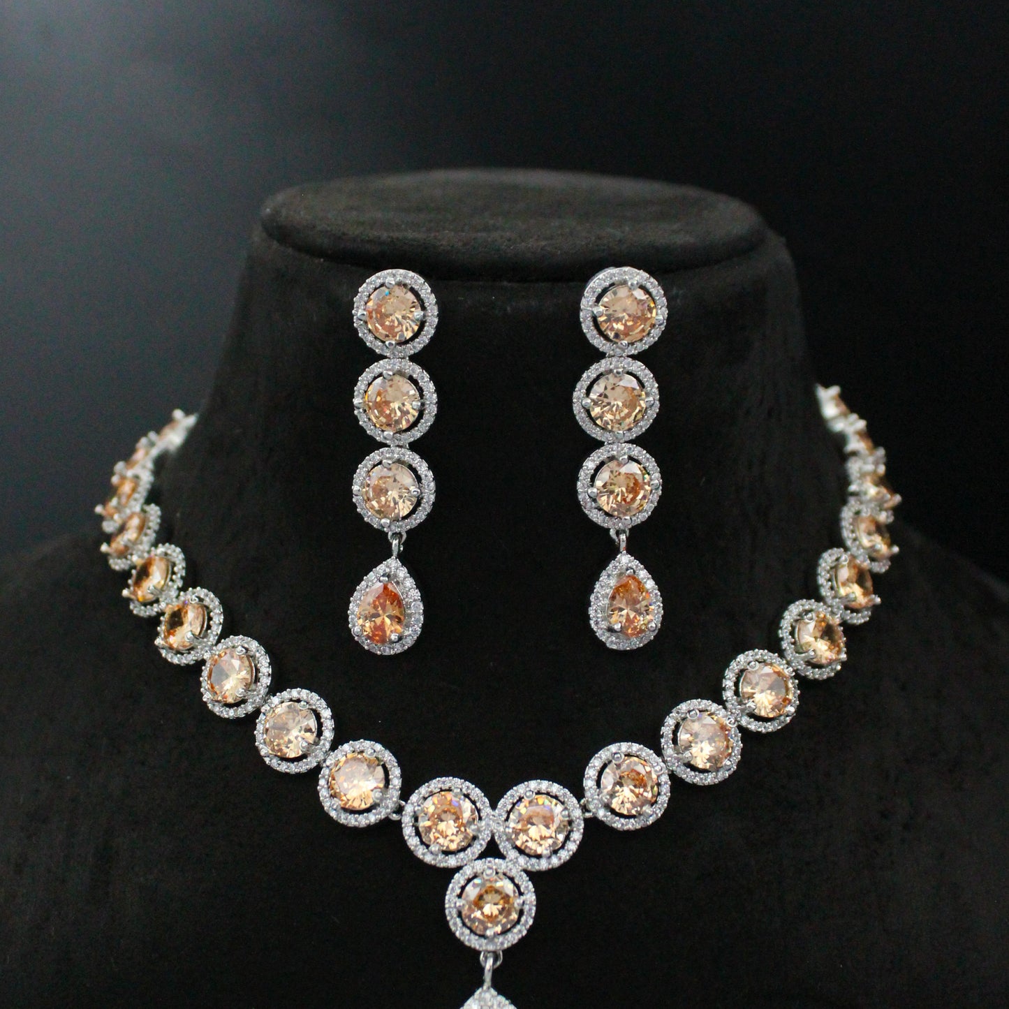 Platinum Short Mint Orange Necklace Set 13030