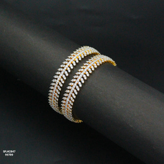 Diamond Look Leaf Bangles 2Pc 42847