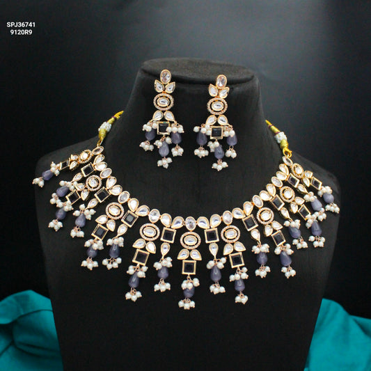 Rose Gold Purple Stone Necklace