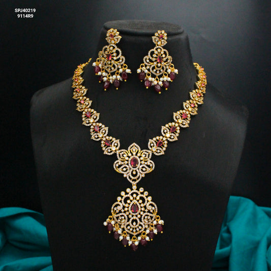 Victorian Red Stone Short Necklace SP-40219