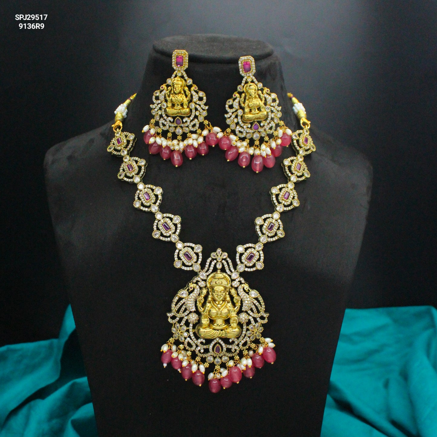 29517 Lakshmi Devi Victorian short necklace with rice pearls making