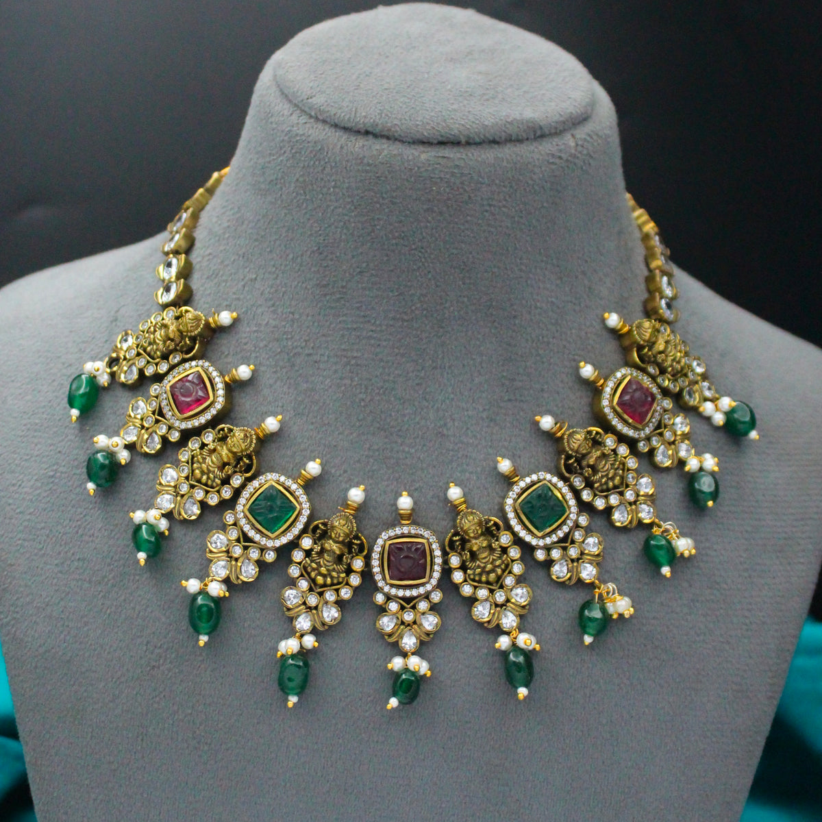 Victorian Mehandi Polish Multi Necklace Set