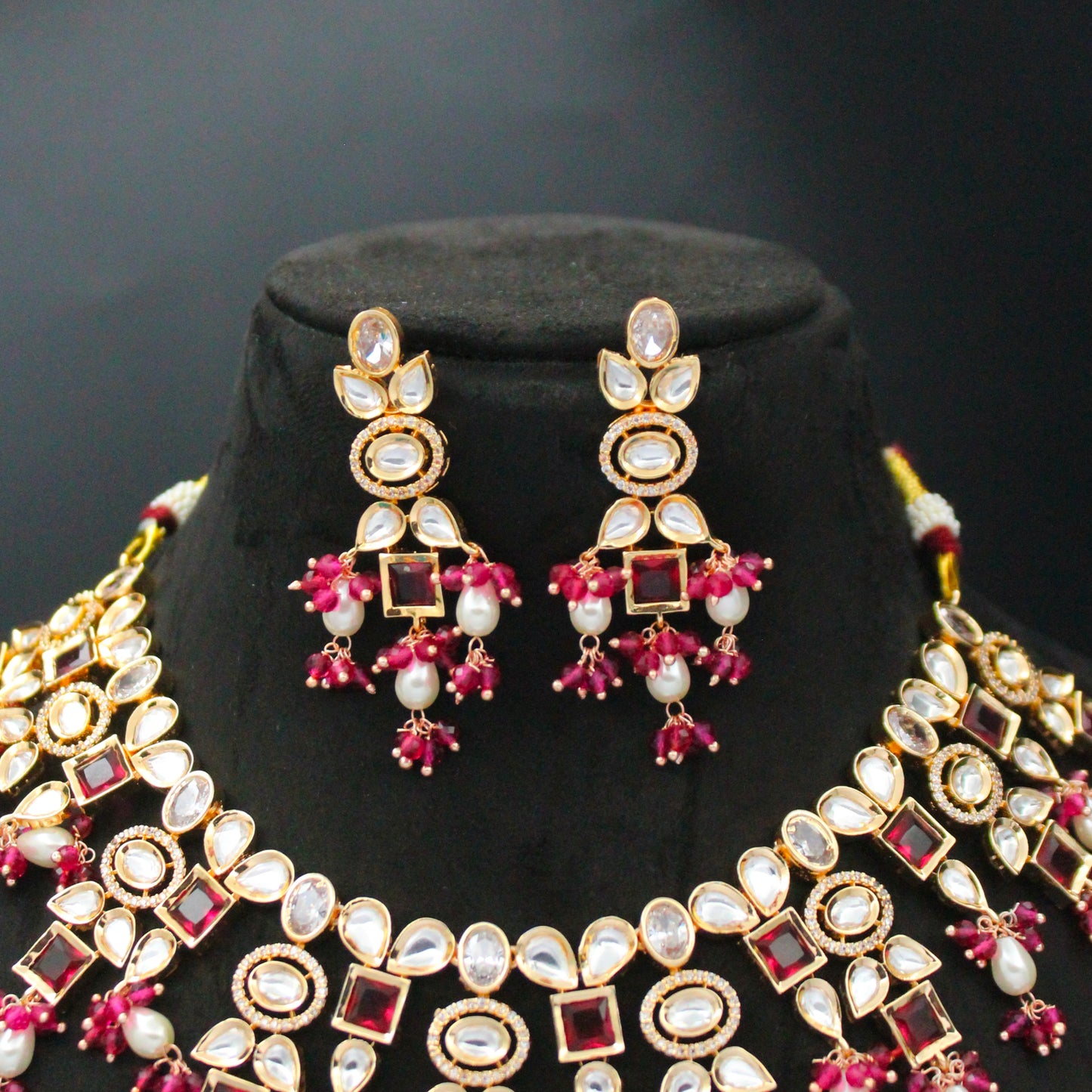 Rose Gold Neckset Set Red